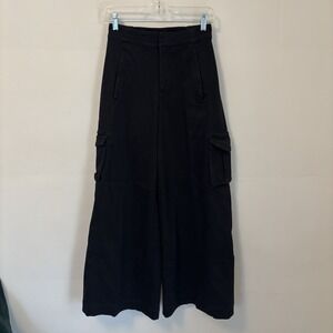 ALO Show Off Wide Leg Trouser Pants Punk Goth Cargo XS‎ Black Grunge